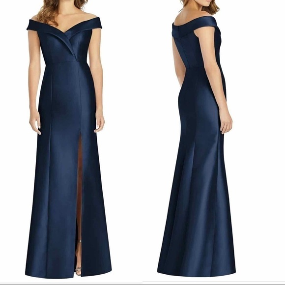 Alfred Sung Off The Shoulder Cuff Trumpet Gown D760 - Picture 11 of 12